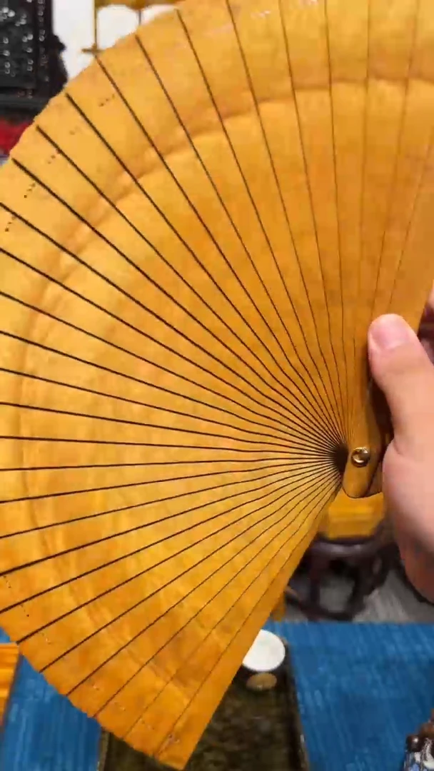金丝楠金丝楠木小叶桢楠满水波纹扇子