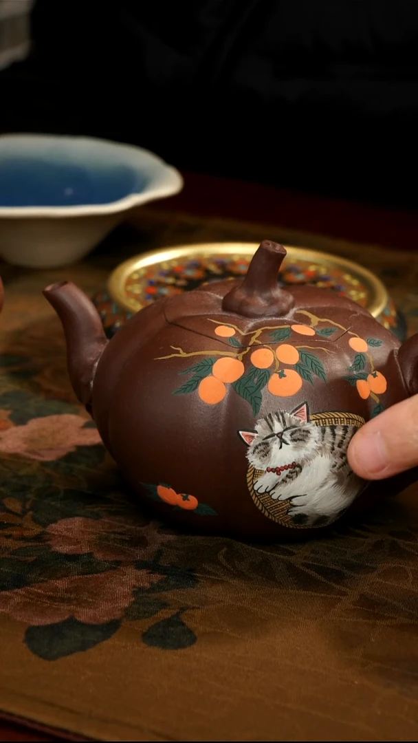 茶壶紫砂紫泥狸花猫南瓜壶（第二版）