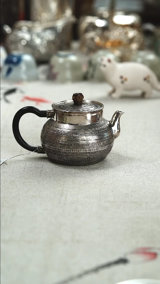 古悦足银999泡茶壶