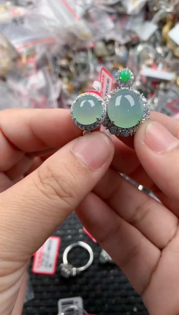 银S925镶嵌戒指翡翠666     3