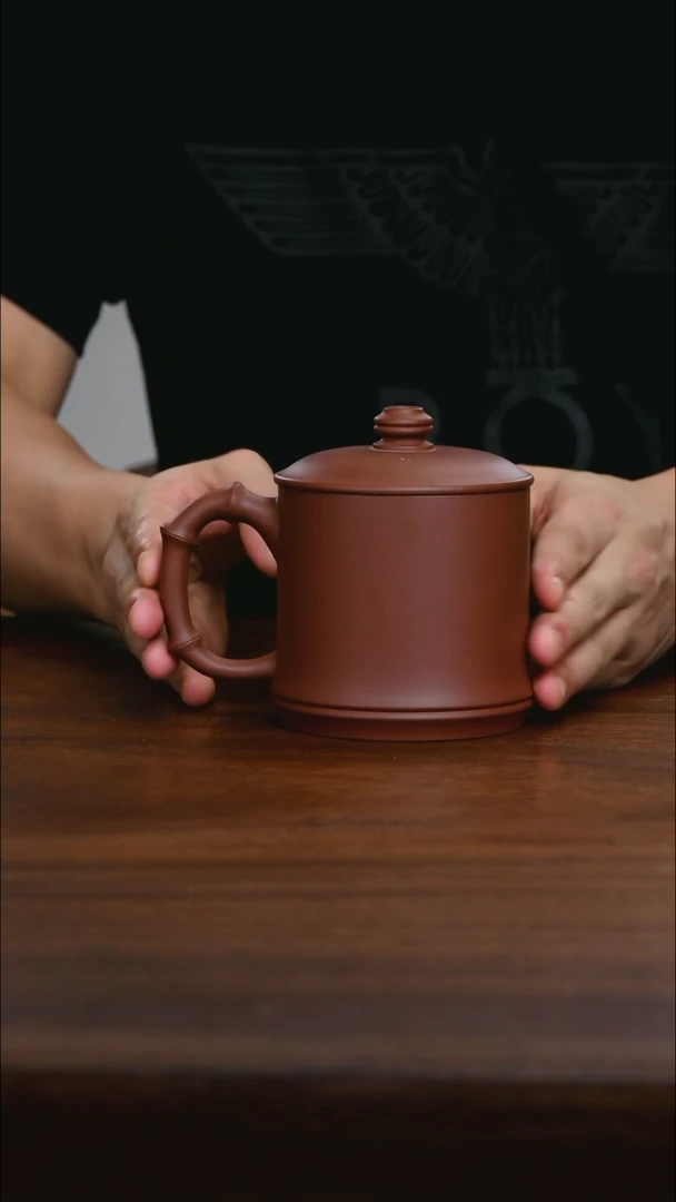 茶壶紫砂紫泥竹节盖杯
