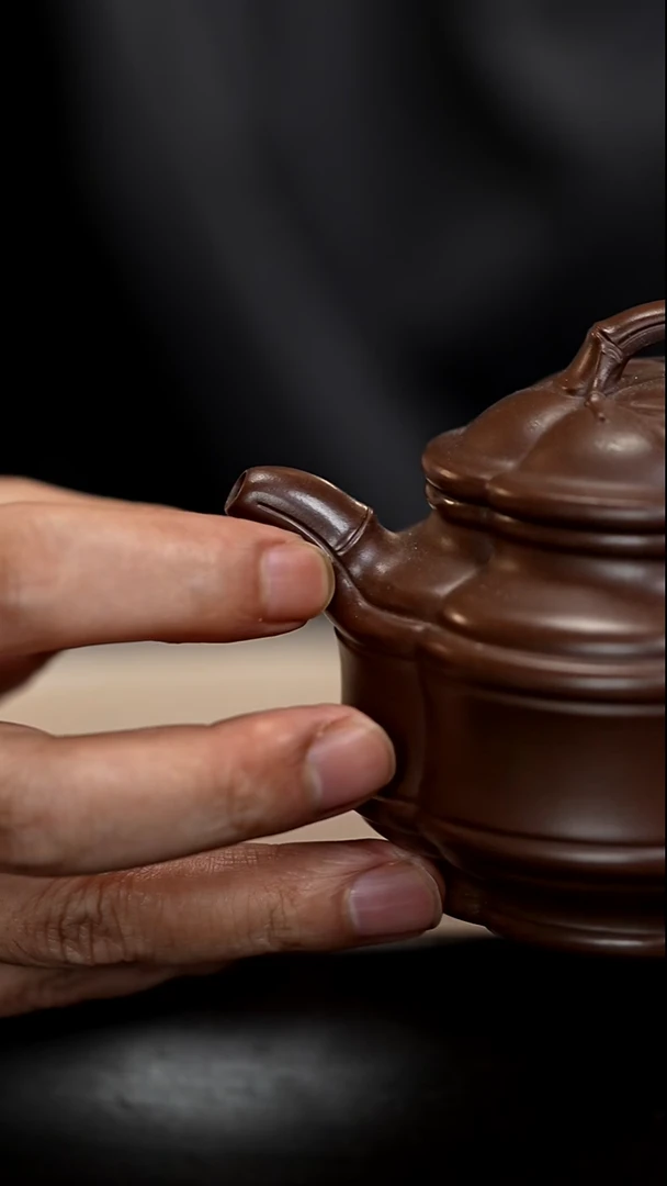 茶壶紫砂JMJ112双线竹鼓 甲子泥 250cc