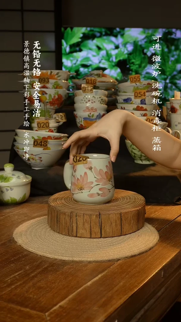 瓷景德镇高温瓷釉下彩手绘陶瓷