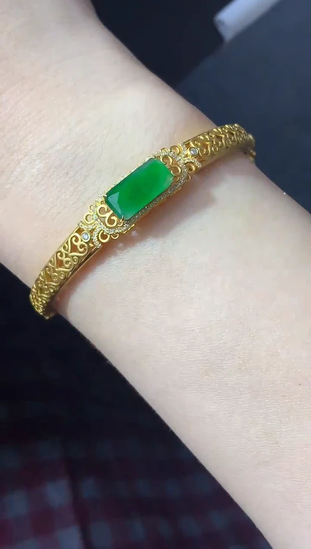 18K金镶嵌手镯翡翠454-中国好珍宝