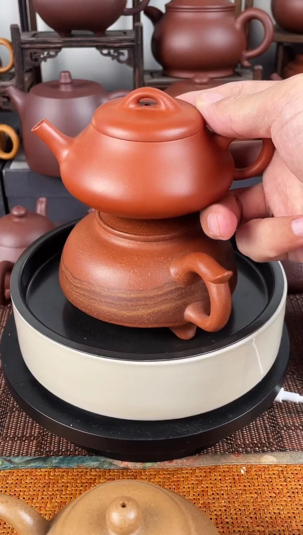 茶壶紫砂白*朱泥+绞泥