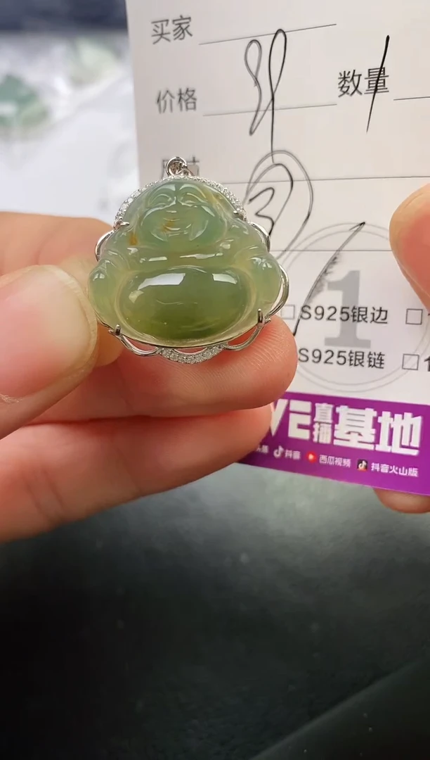 颈饰银S925镶嵌翡翠再***天挂件