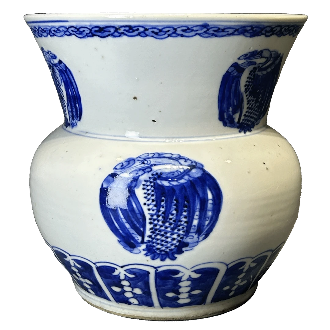 25340037x青花图鹤纹敞口尊