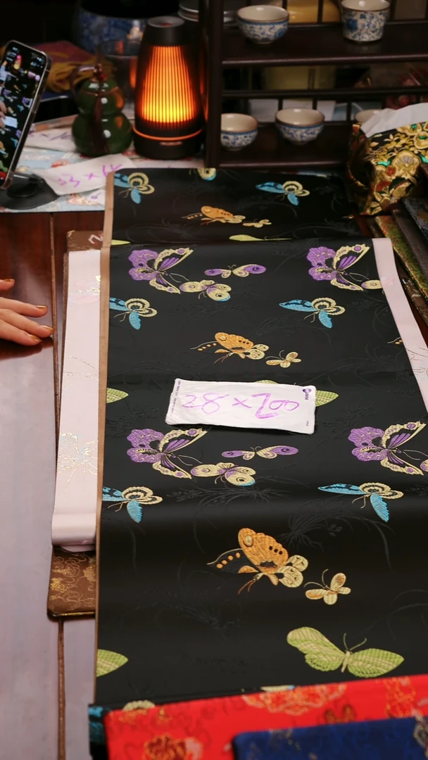 【梦幻蝴蝶单面】中国风干泡织锦茶席28*200