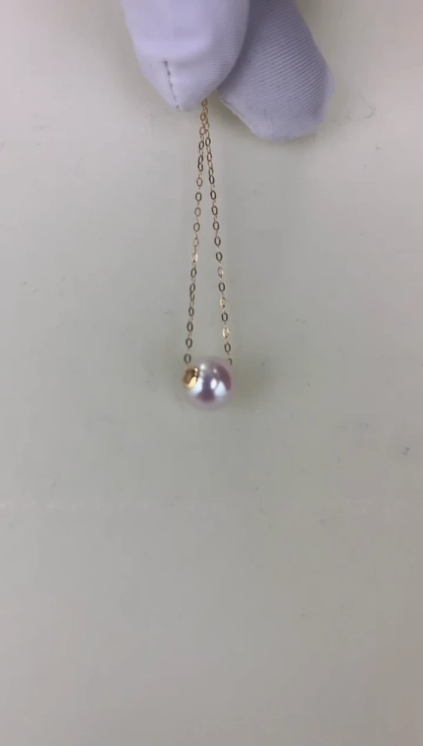 18K金镶嵌DA海水珍珠 GD007 8-8.5 路路通吊坠