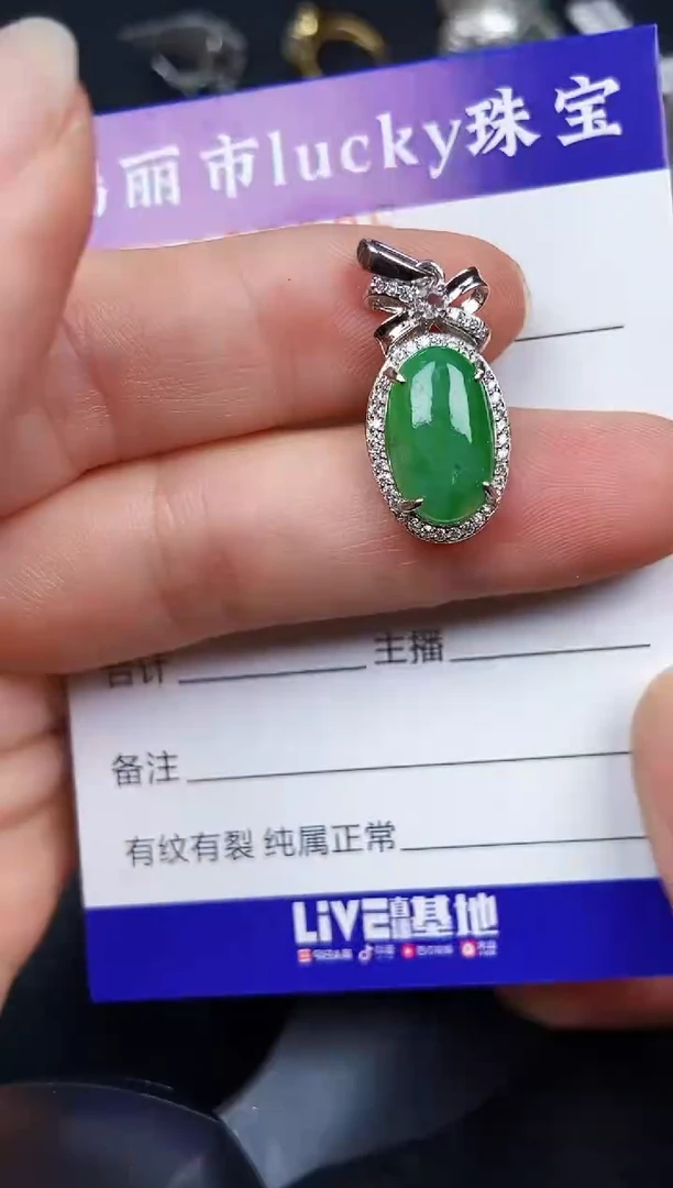 翡翠银S925镶嵌颈饰5025