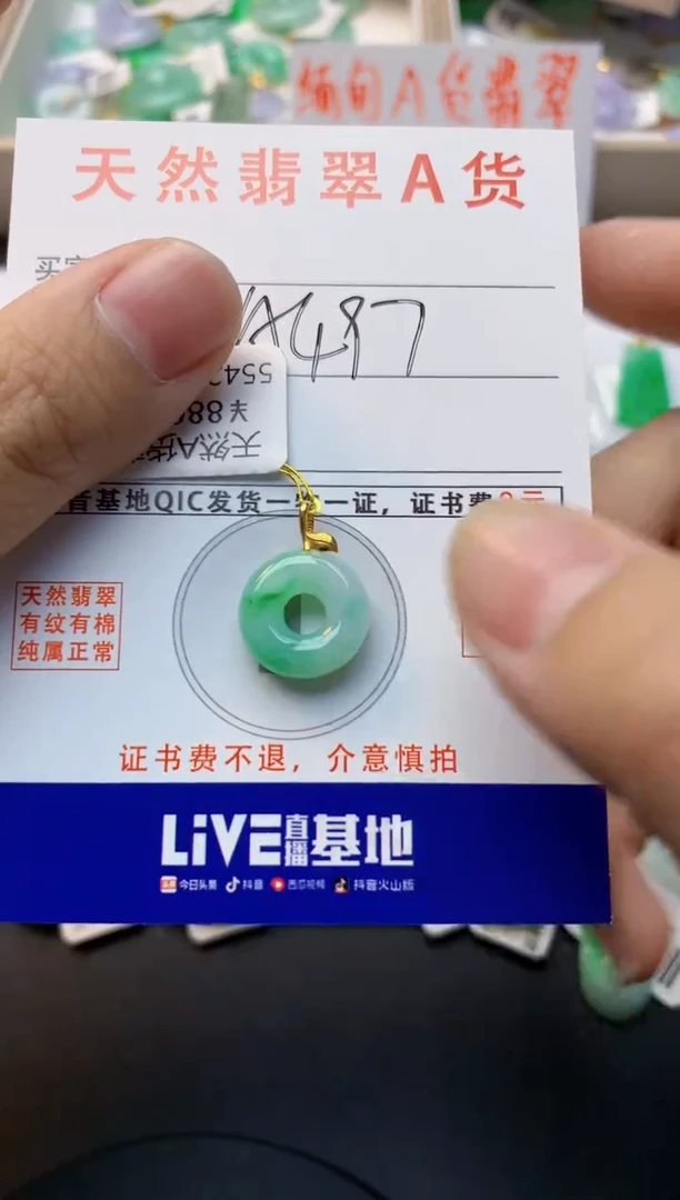颈饰18K金镶嵌翡翠天然缅甸A货翡翠百元以上9元证书费自理