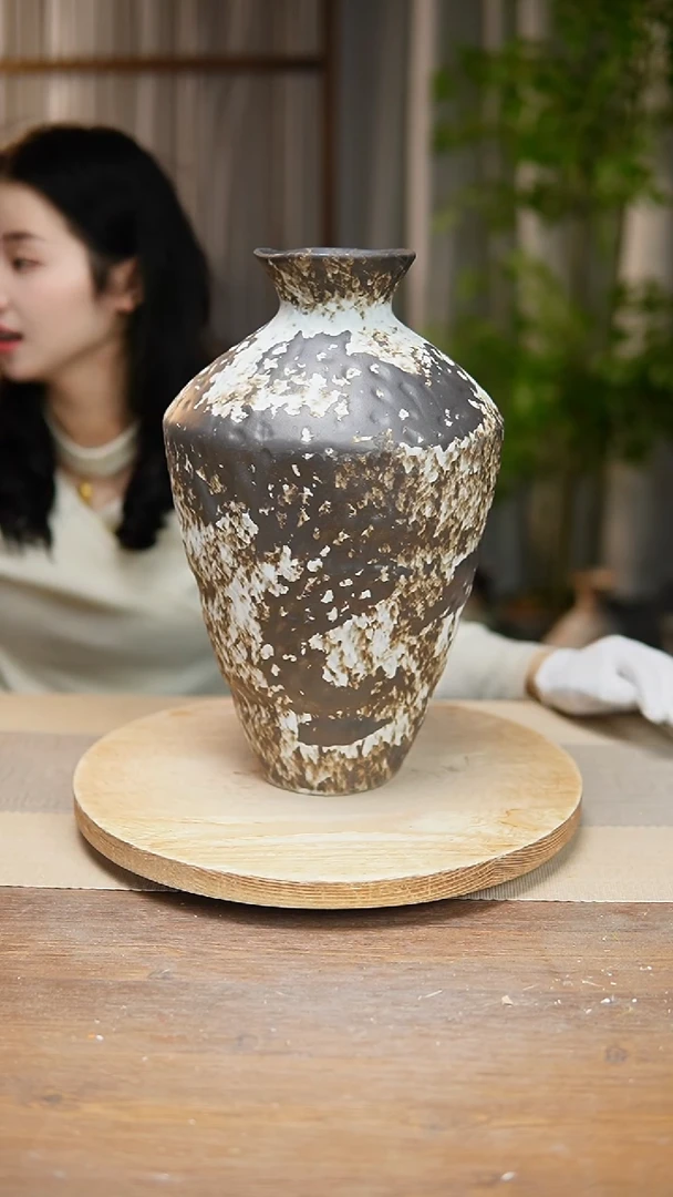 【闪购商品】陶瓷 花器诧寂黑高脚