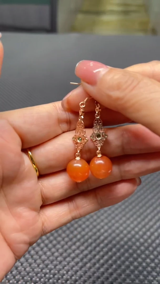 【闪购商品】南红玛瑙耳坠银S925镶嵌多样性发1件