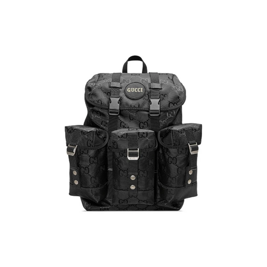 99新 GUCCI/古驰 Off The Grid OTG环保系列尼龙拼皮双肩包黑色