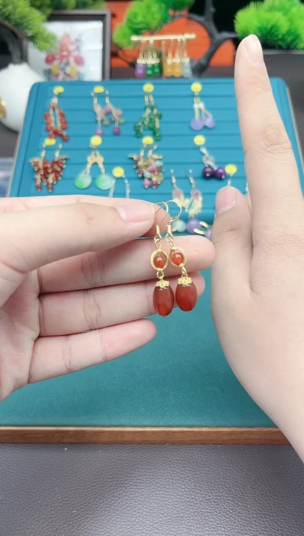 【闪购商品】南红玛瑙耳饰银S925镶嵌525000