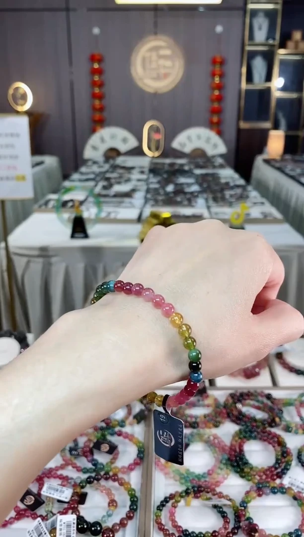 未镶嵌老矿碧玺冰体单圈手串5mm+碧玺hon多样性发货一条