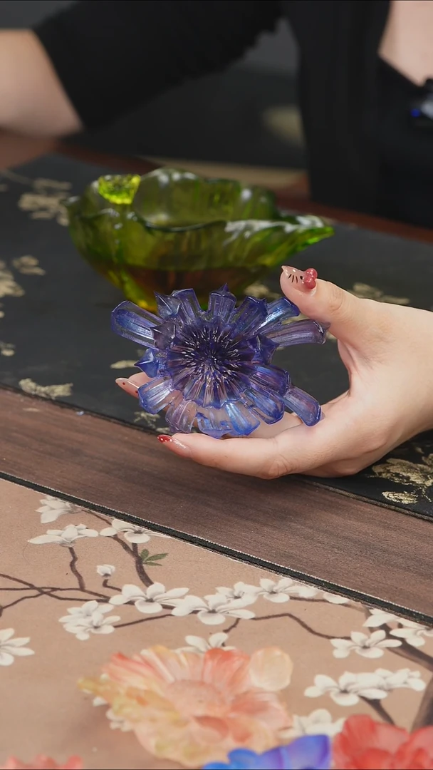 手工艺品琉璃蓝紫色菊花香插