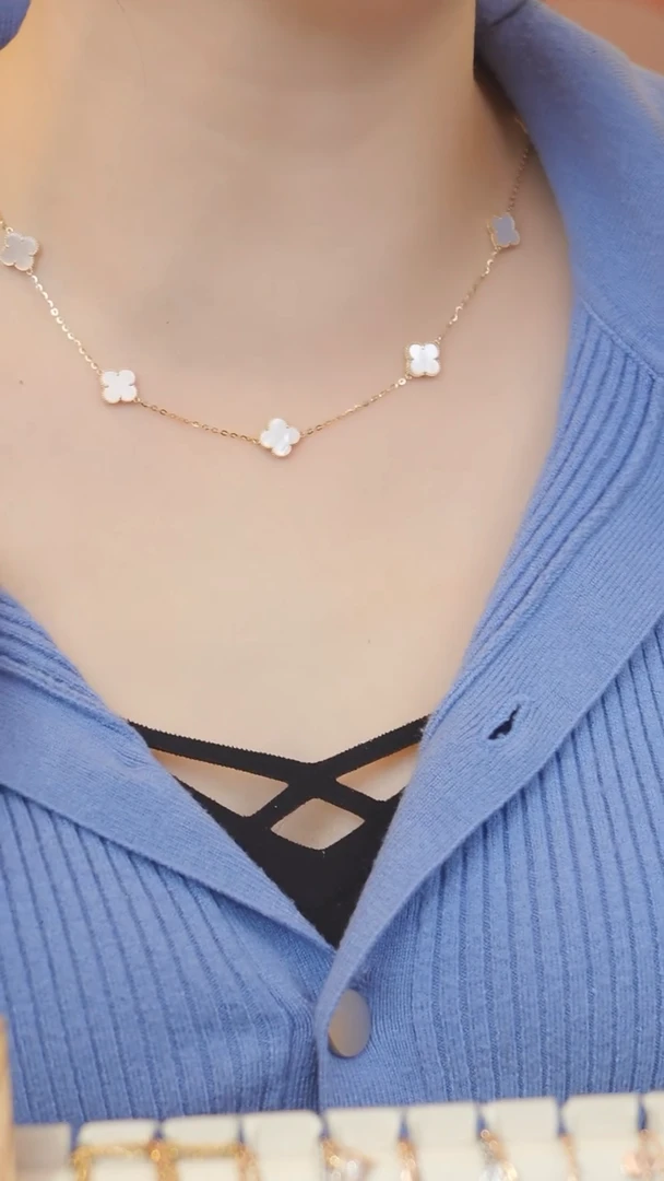 【闪购商品】贝壳（贝母）项链18K金镶嵌十花