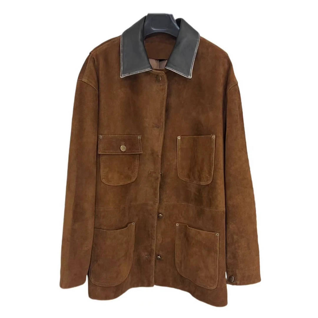 女士时尚真皮反绒皮衬衫 皮衣