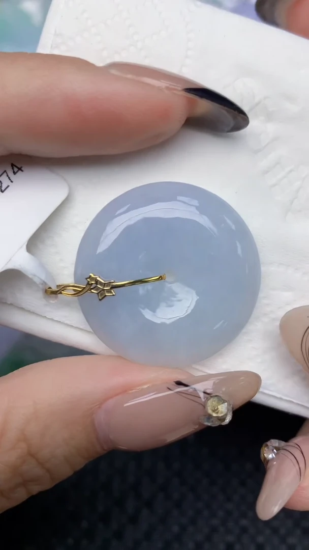 颈饰18K金镶嵌翡翠天然缅甸翡翠a货百元以上9元证书费自理