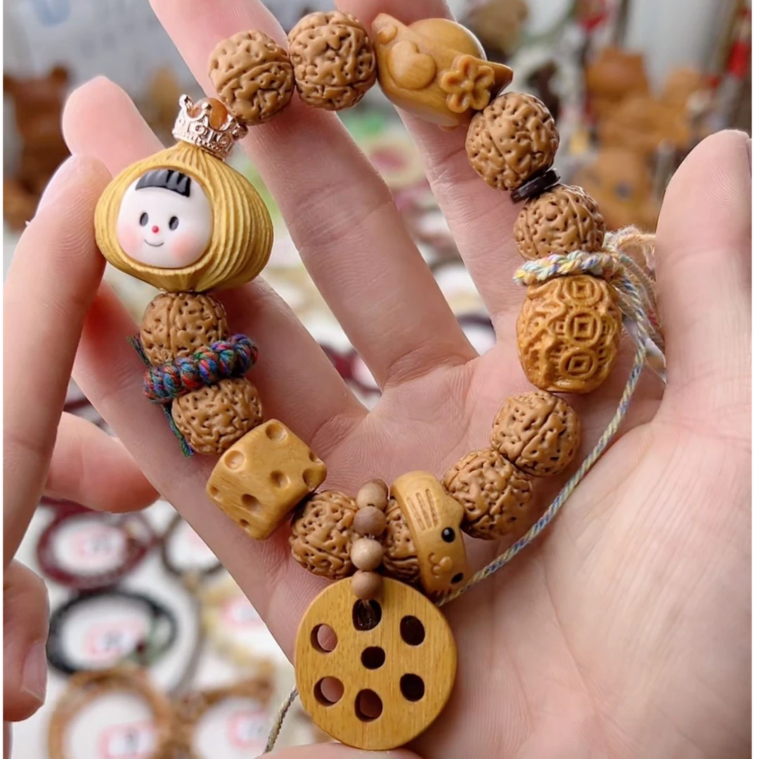 【萌趣diy-多妹小蒜头】白菜奶酪小元宝猫环多宝设计款单圈手串猴头