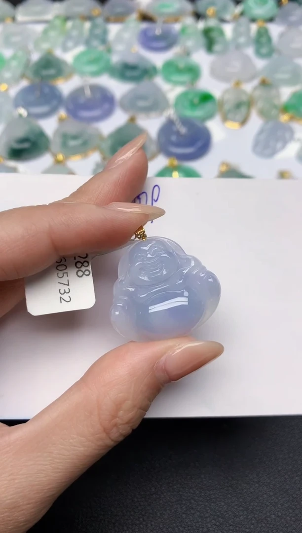 颈饰18K金镶嵌翡翠天然缅甸A货翡翠百元以上9元证书费自理