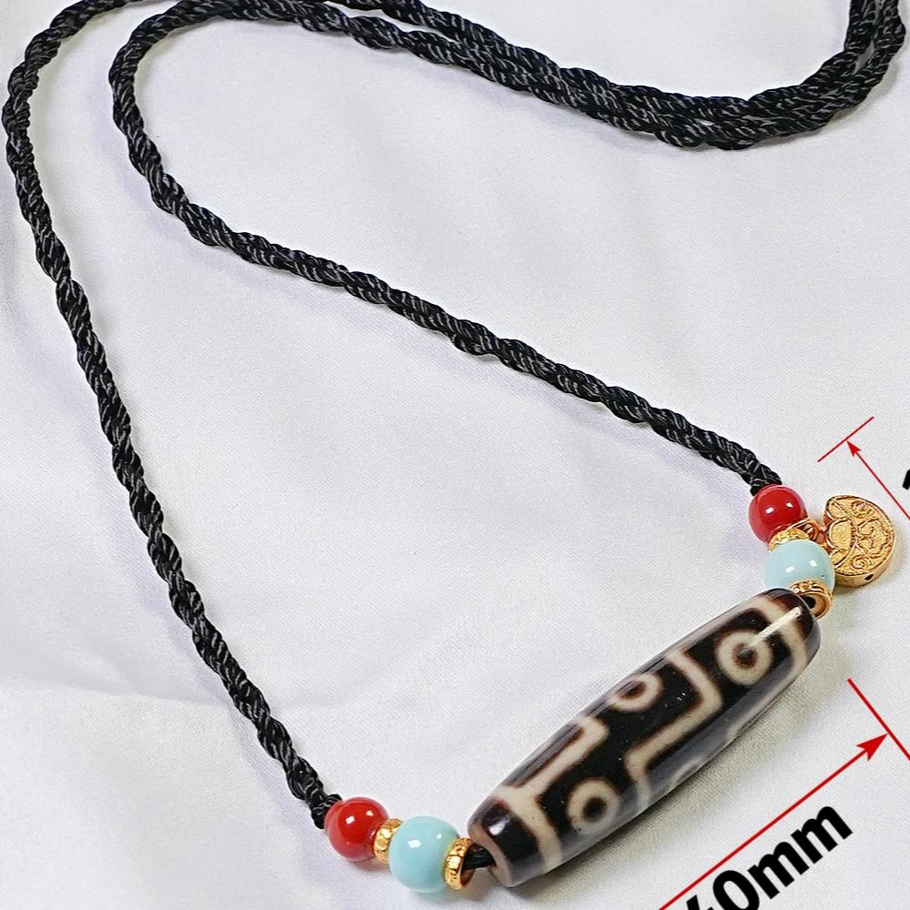 岚宫措 | 牙黄九眼天珠项链 L284