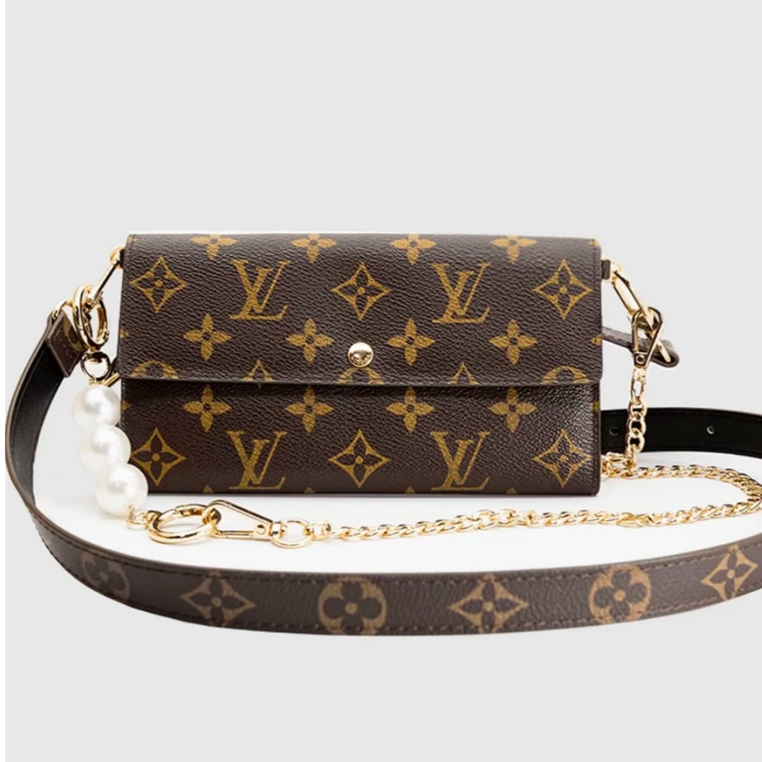 99新 LouisVuitton/路易威登 经典老花金豆钱包单肩包/夏夏
