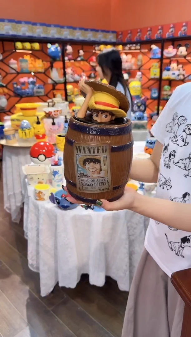 瓷片@@海贼王木桶路飞陶瓷储物罐