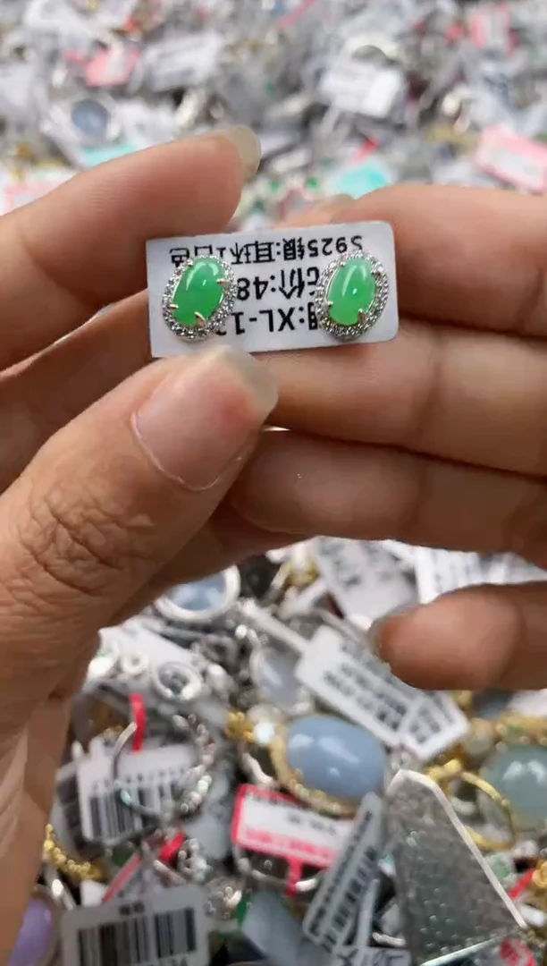 银S925镶嵌戒指翡翠777   10
