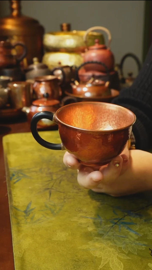 纯紫铜实木柄咖啡杯