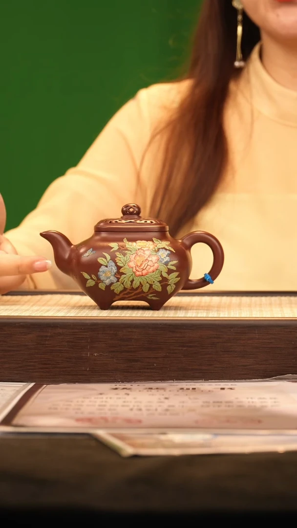 茶壶紫砂HT四方传炉 底槽清320cc-游虾壶承