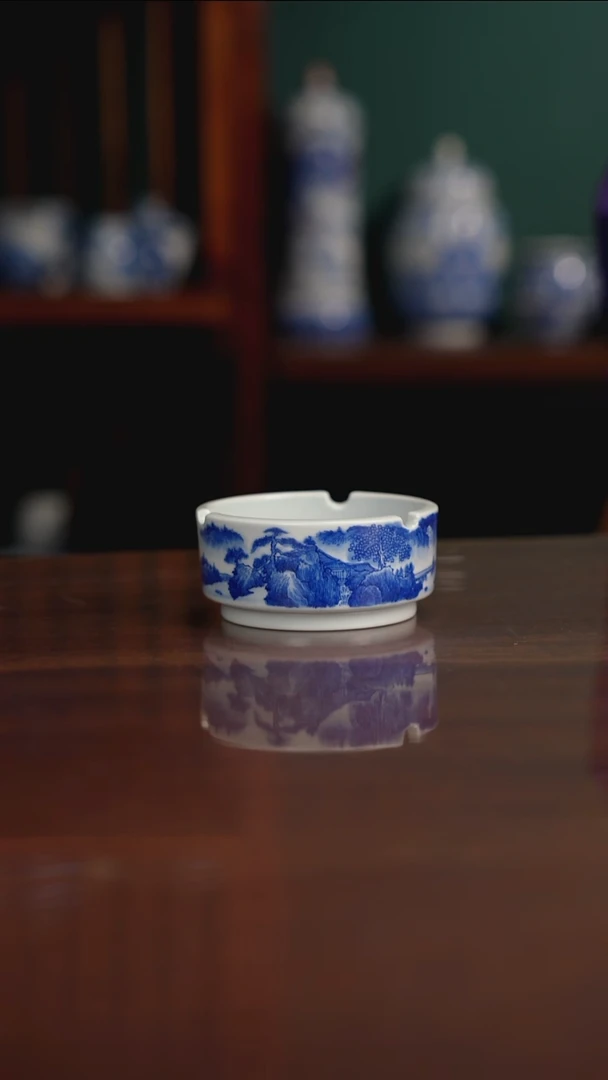 晓月柴窑 青花山水