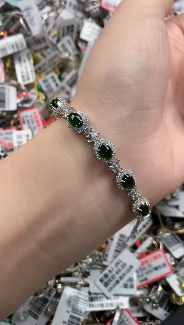 银S925镶嵌戒指翡翠888---2