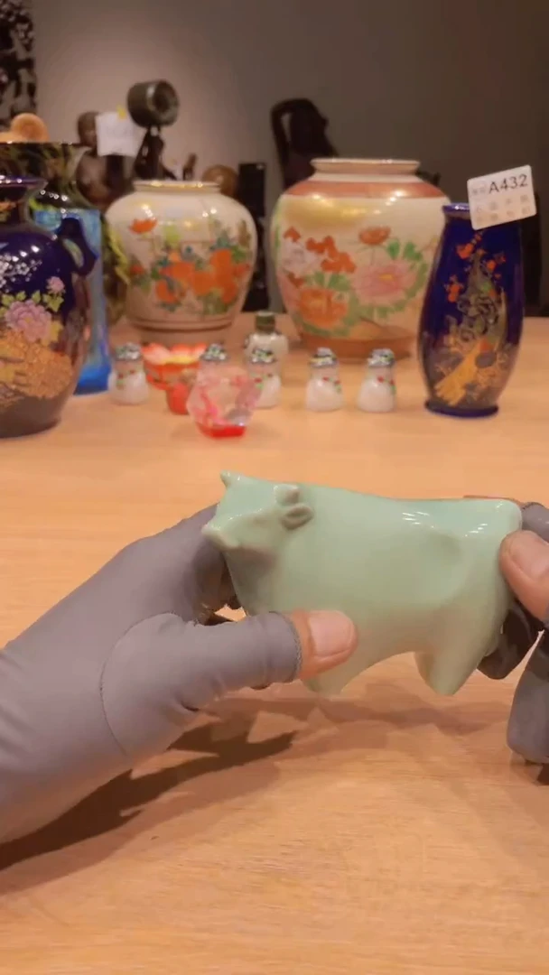 瓷片摆件木器瓷器置物