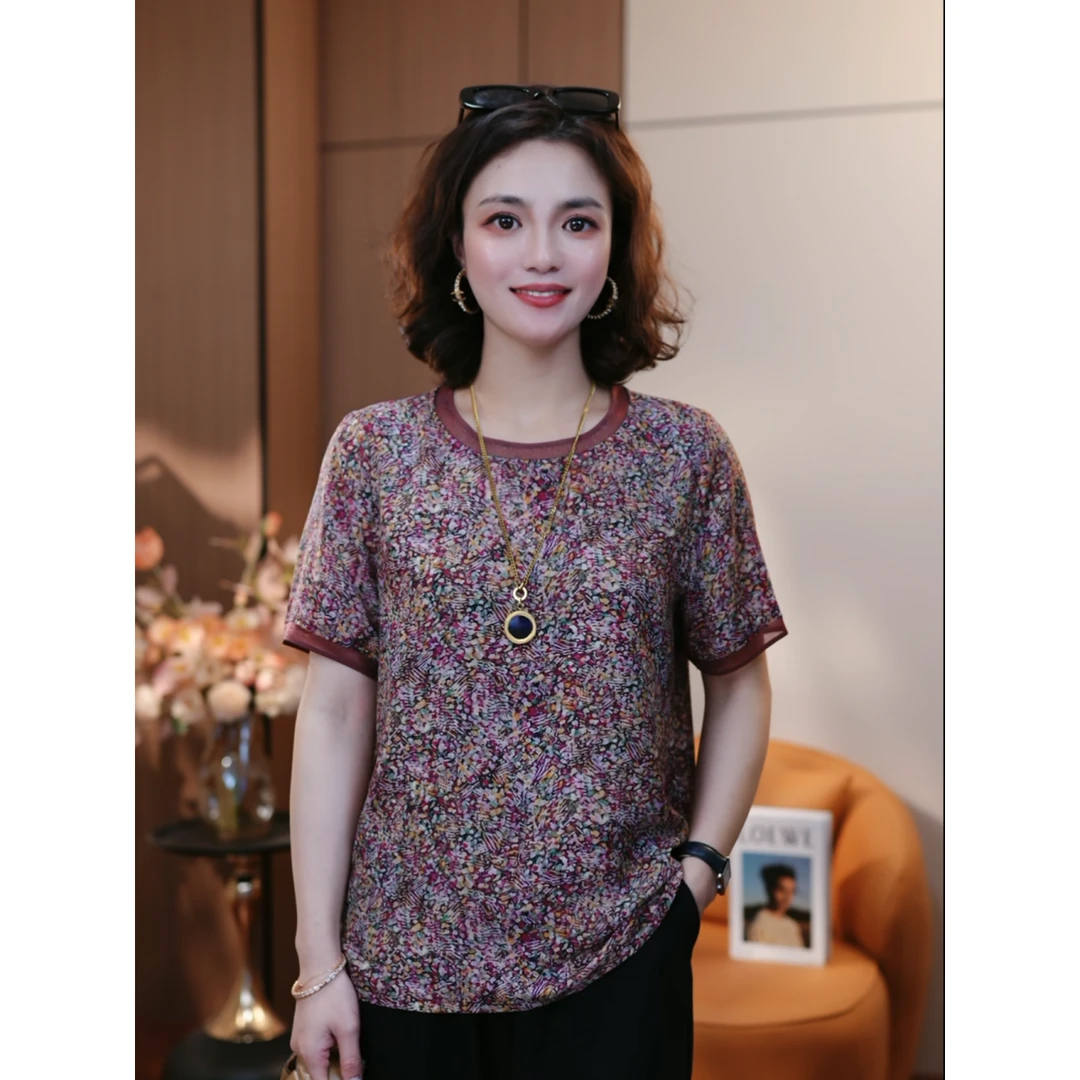 紫陌繁花L-夏季新款高贵轻奢休闲洋气女士百搭时尚T恤上衣显瘦