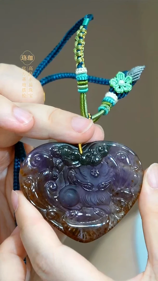 未镶嵌颈饰水晶极光九尾狐手工绳项链