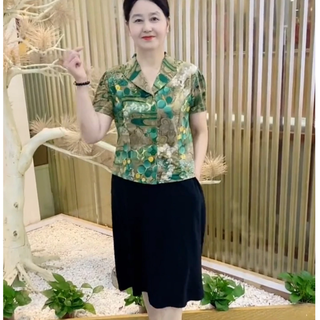 夏季时尚收腰妈妈装连衣裙显瘦减龄百搭气质中老年女装拼接裙子