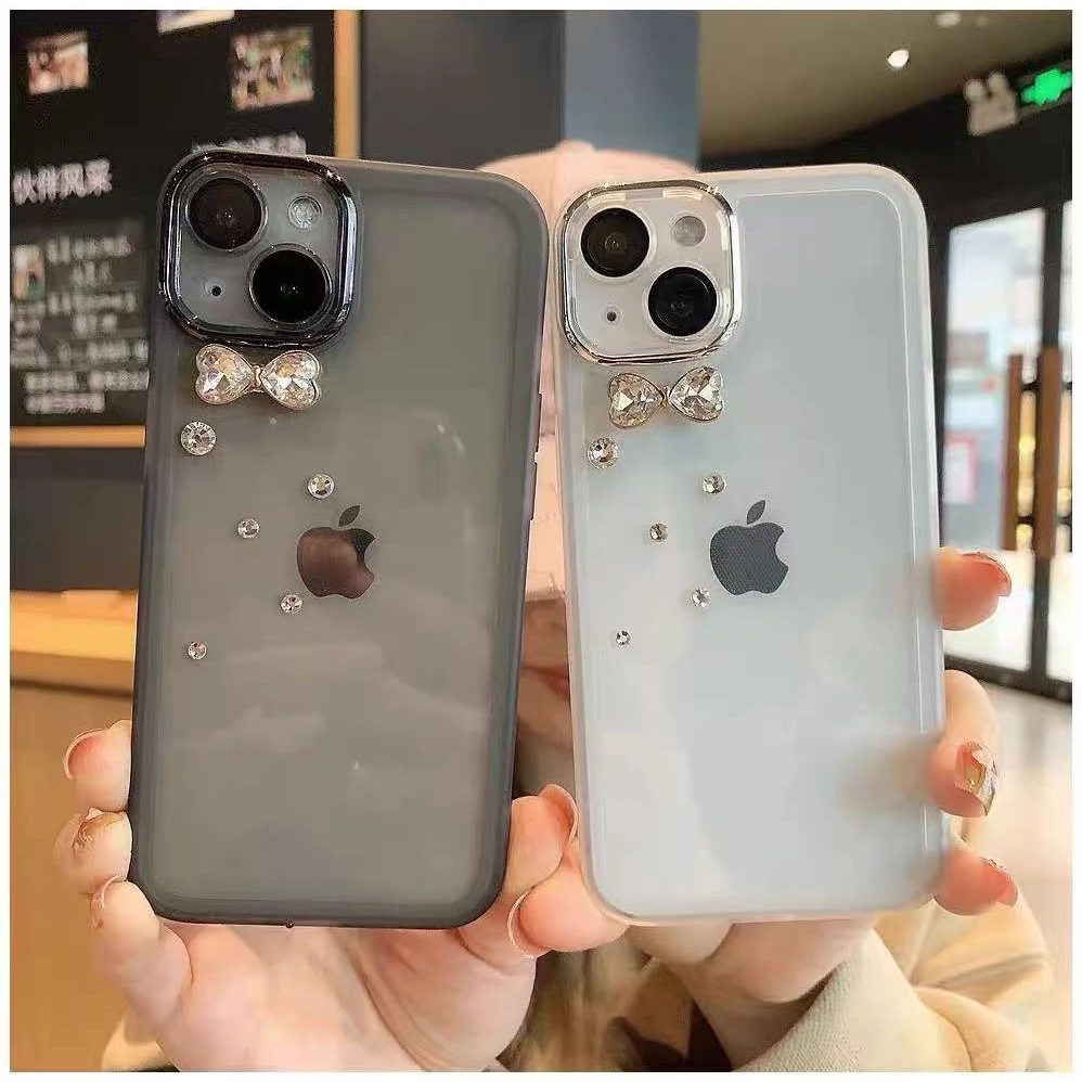 适用闪钻苹果16promax蝴蝶15plus荣耀4防摔8镜头膜软13reno12壳s9