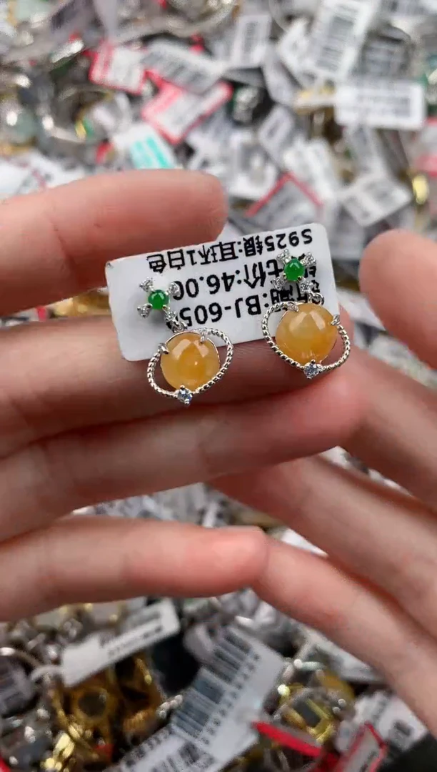 银S925镶嵌戒指翡翠444   10