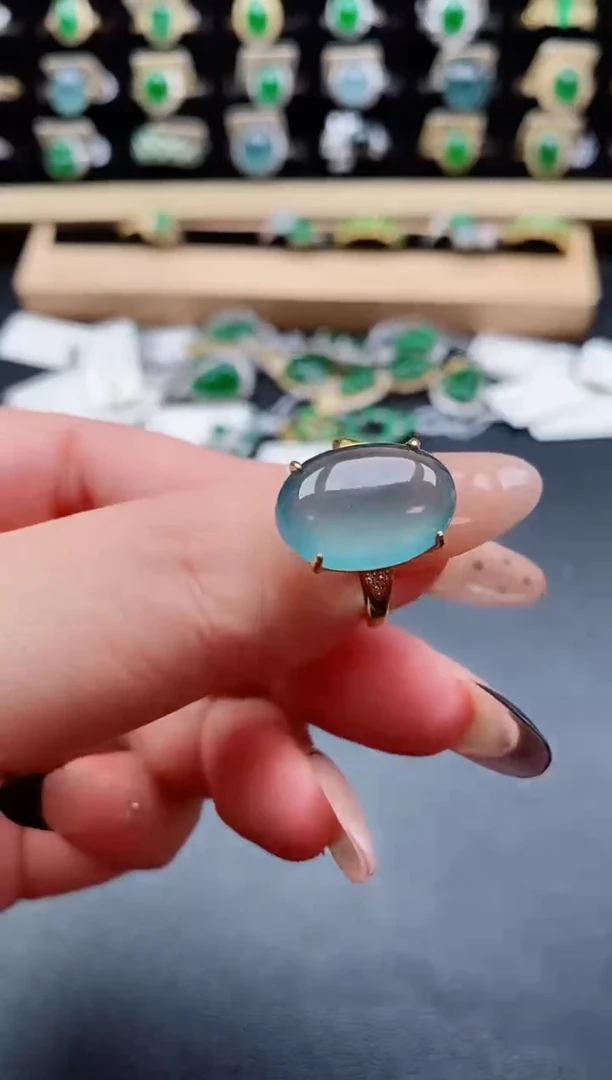 银S925镶嵌戒指翡翠1