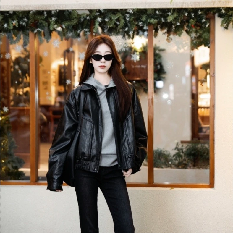 AMASS/阿玛施皮衣宽松型休闲标准复古上衣540125