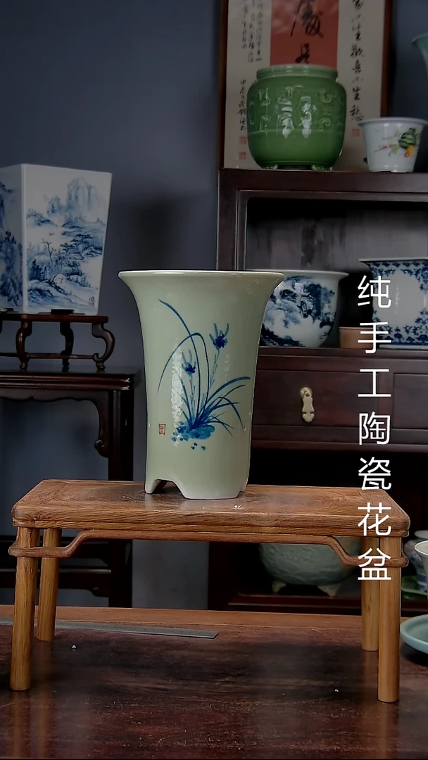 景德镇手工陶瓷花盆瑕