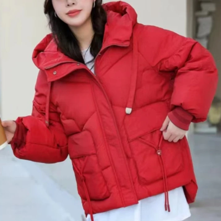 2025冬季新款韩版连帽宽松棉服中长款保暖百搭时尚棉衣A669长69