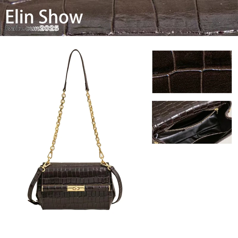 【Elin定制】2025年秋冬新款女包时尚设计单肩包SK-83175-咖啡