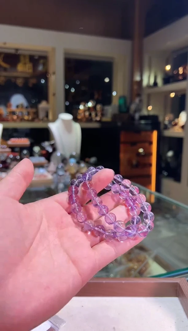 水晶手串未镶嵌10mm+巴西紫水（多样性发一）