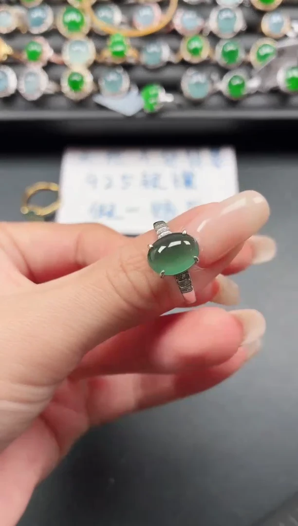银S925镶嵌戒指翡翠111