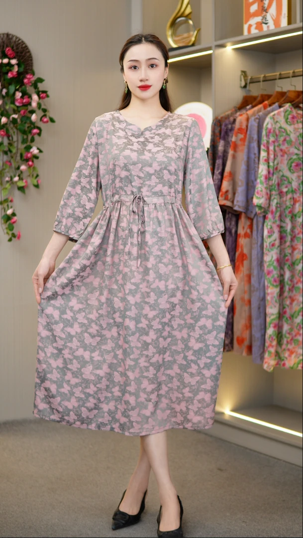 妈妈装连衣裙显瘦宽松女装【花粉蝶】CZ