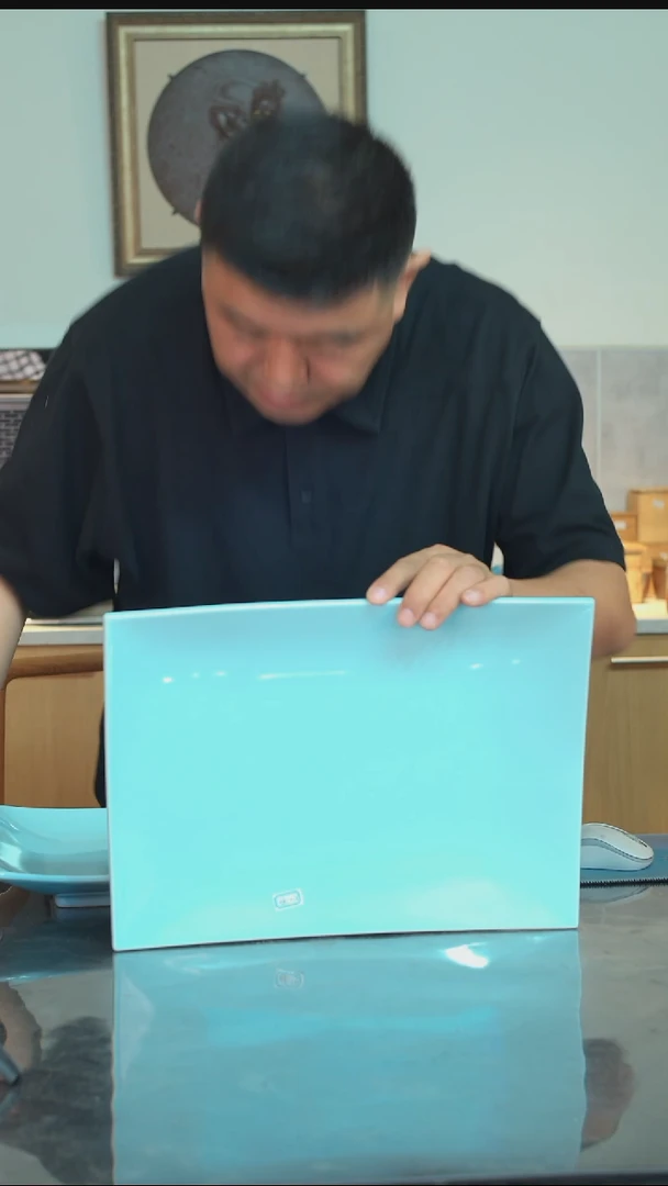 瓷日本进口万古烧青瓷大盘2423