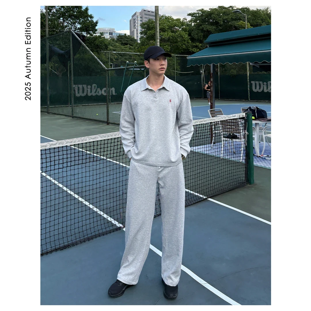 【ZICHENG】25ss早秋海鸥领门襟长袖卫衣长裤套装百搭宽松老钱优雅